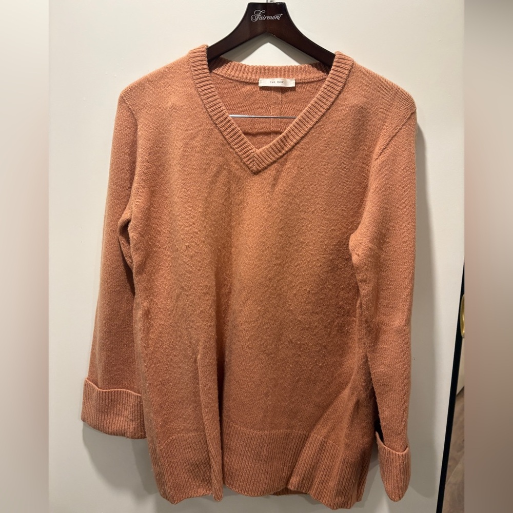 The Row V-Neck Sweater in Terracotta